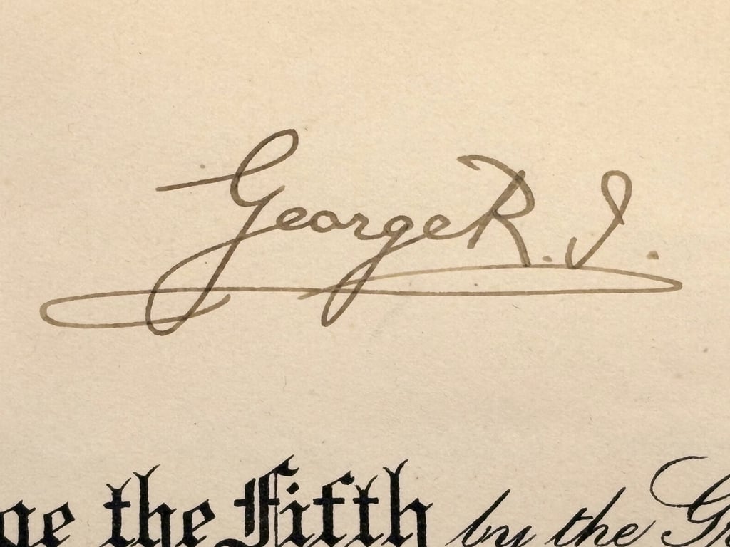 AUTHENTIC MILITARY CITATION HAND SIGNED BY HRH KING GEORGE & PRINCE EDWARD.