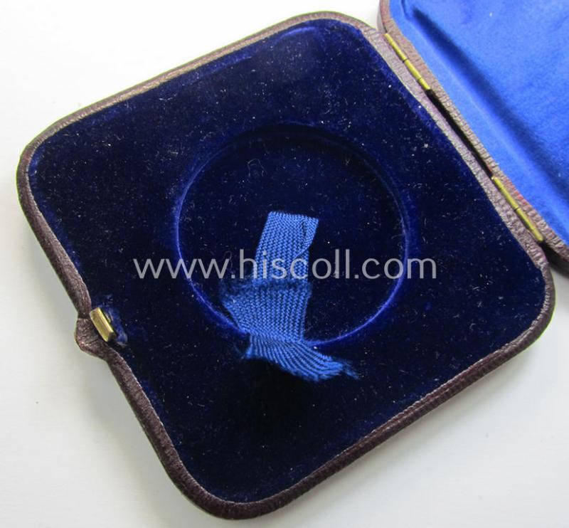 Unusual, genuine silver-based 'Preussen'-related commemorative-award-plaque (ie. 'Erinnerungs- o. nichttragbare Auszeichnungsplakette' or: 'Ehejubiläums-Medaille zur Hochzeit Wilhelm II u. Auguste Victoria' and that came stored in its period et...