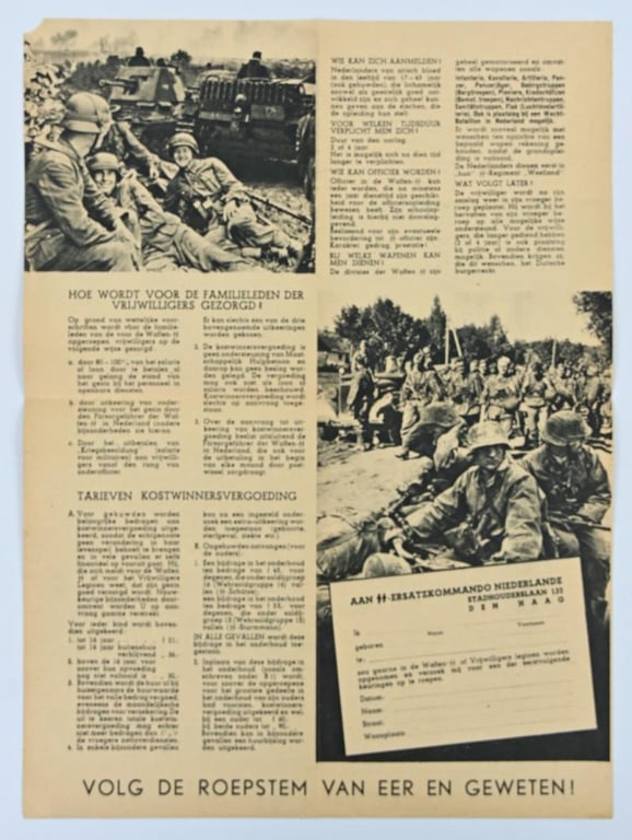 German Dutch Waffen-SS Recruitment Flyer