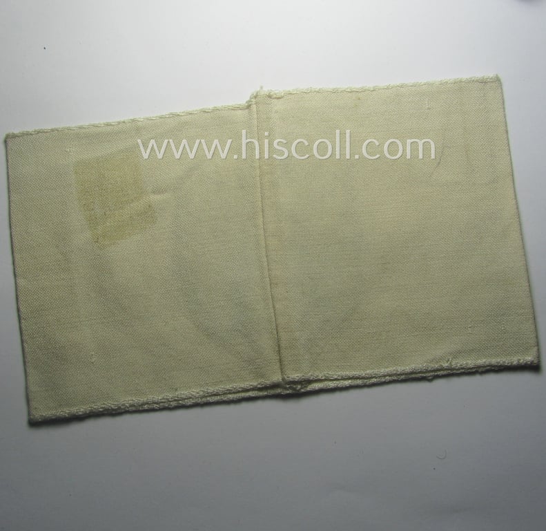 Linnen-based- and/or BeVo-'machine-woven', beige-white-coloured armband (ie. 'Armbinde') showing a woven eagle-device as was specifically intended for (civilian) staff-members (ie. 'Zivilangestellten') of the armed forces ie. 'Deutsche Wehrmacht'