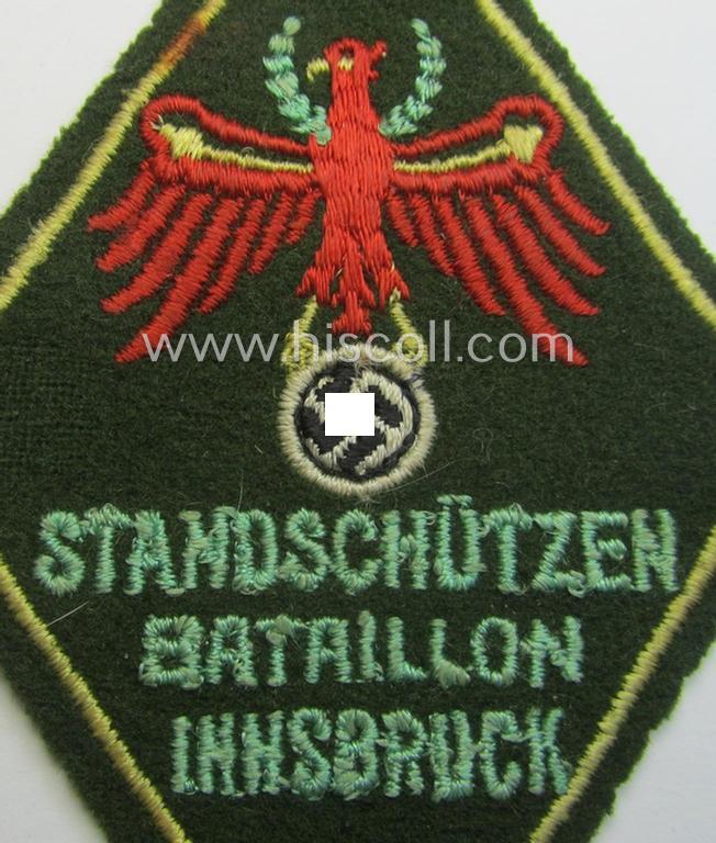 'Ärmelabzeichen des Standschützenbataillon Innsbruck' (being a neatly machine-embroidered- and/or 'Raute'-sized example)