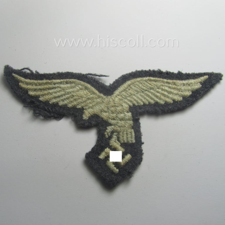 Moderately used- ie. worn, WH (Luftwaffe) EM- (ie. NCO-) 'down-tailed'-pattern breast-eagle
