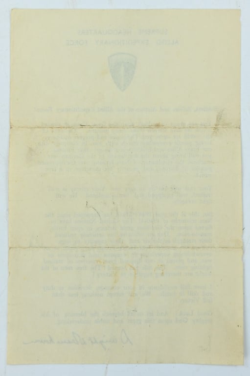 US WW2 Eisenhower D-Day Letter 6 June 1944