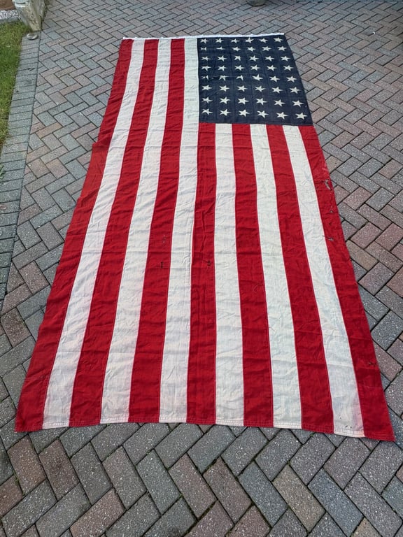 SCARCE WWII 48 STAR AMERICAN WARTIME FLAG OPERATION OVERLORD.