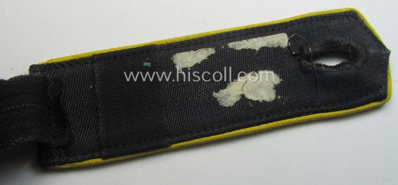 Single - and clearly worn - bright-yellow-piped so-called: 'Nachrichten-HJ'-shoulderstrap as intended for a: 'HJ-Junge' who served within the 'Bann 328' (328 = 'Bann Rosenheim (Chiemgau)' situated in the 'Gebiet Süd Hochland')