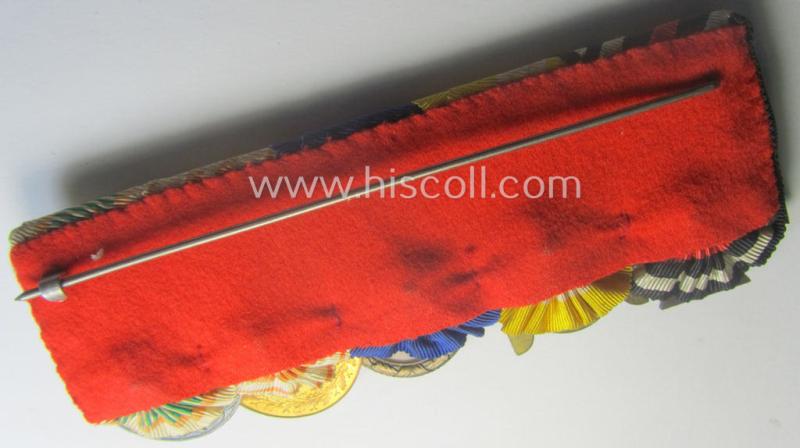 5-pieced, WWI-period- (ie. RAD-related!) medal-bar (ie.: 'Ordenspange') showing amongst others a: 'Schlesisches Bewährungsabzeichen der II. Kl.' (or: 'Schlesischer Adler 2. Stf.')