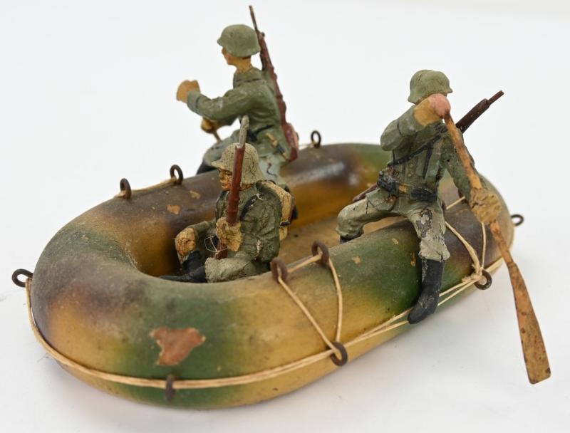 German Elastolin Toy Figures in boat