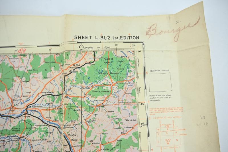 US WW2 Mapcard of Bourges France