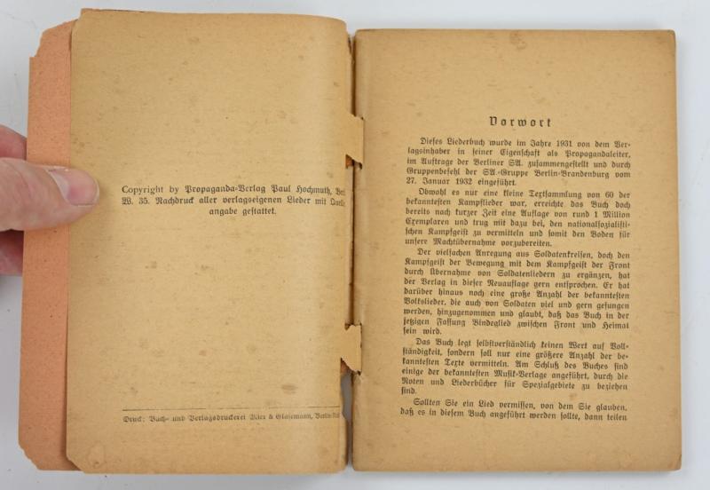 German NSDAP Songbook 'Sturm-und Kampflieder'