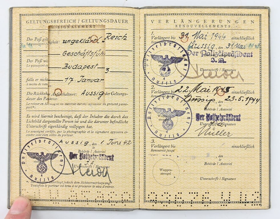 German Third Reich Foreigner Pass