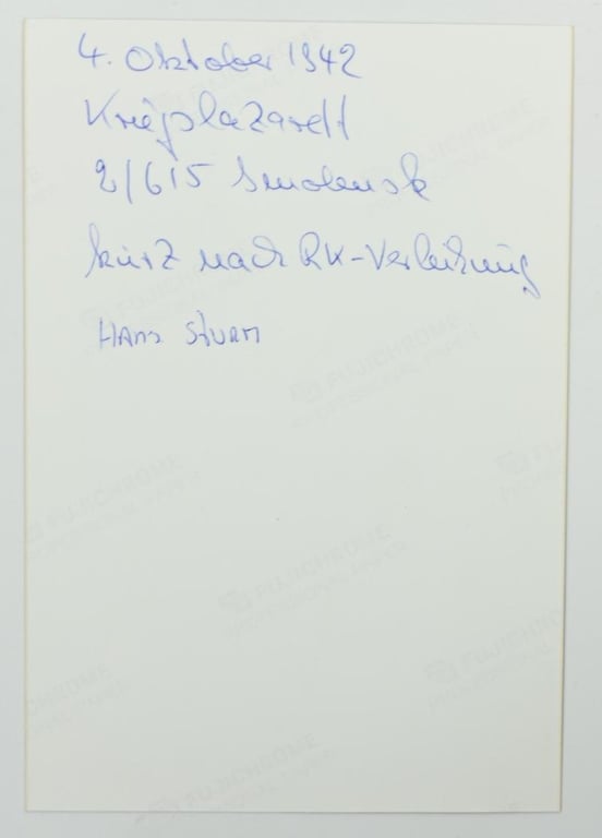 Signature of Wehrmacht Heer KC Recipient 'Hans Sturm'