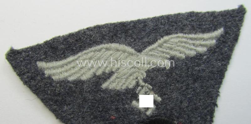 Attractive - and scarcely encountered! - WH (Luftwaffe) so-called: 'M43-pattern'-cap-trapezoid (being a machine-embroidered and 'virtually mint' example that is executed on a bluish-grey-coloured- and/or woolen-based background)