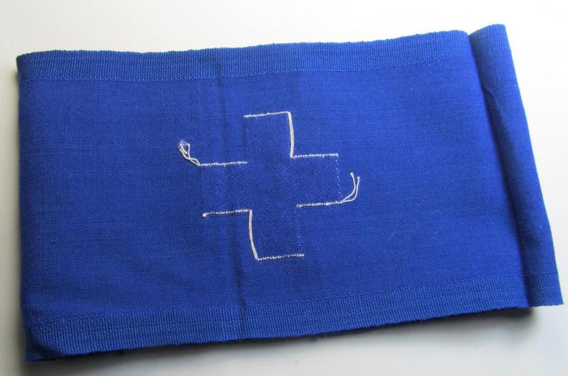 Attractive - and scarcely found! - EM- (ie. NCO-) pattern 'Reichsluftschutzbund' (ie. 'RLB'-) service-armband as executed in the neat 'BeVo'-weave-pattern as was intended for usage by a member serving within the: 'RLB erweiterten Selbstschutz...