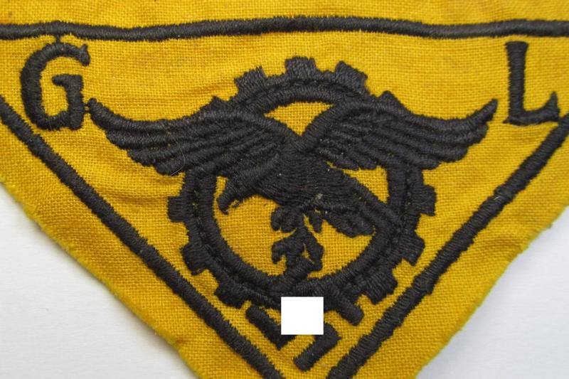 WH (Luftwaffe)-related, EM- (ie. NCO-pattern-) machine-embroidered breast-badge ie. eagle-device as was specifically intended for staff working within the WH 'Generalluftzeugmeister'- (ie. 'GL'-) organisation