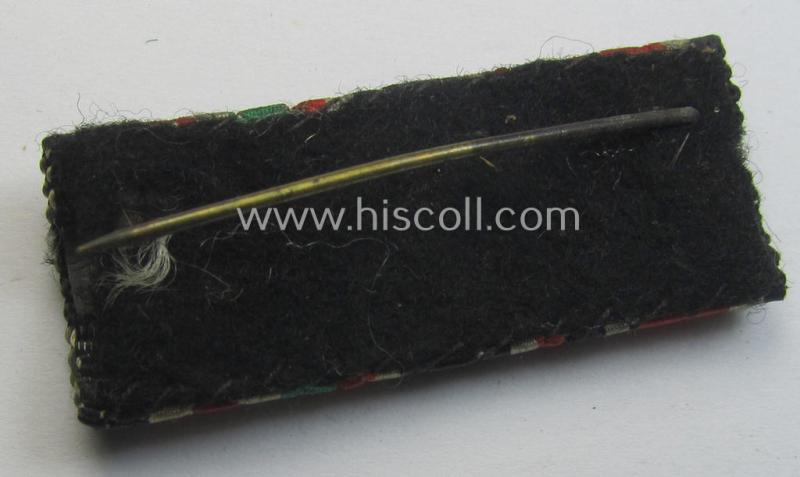 3-pieced ribbon-bar (ie. 'Band- o. Feldspange') showing resp. the ribbons for an: 'EKII. Klasse', a: 'KvK II.Kl. m. Schw.' and a: 'Deutsch-Italienische Feldzugsmedaille'