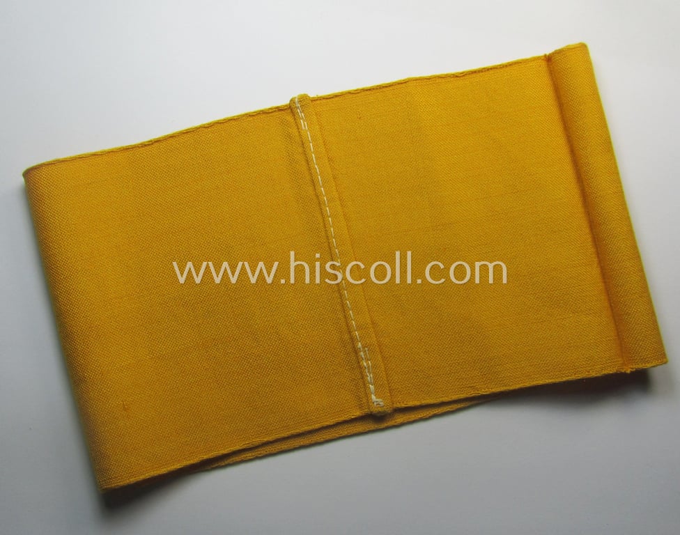 Golden-yellow-coloured- and/or linnen-based armband (ie. 'Armbinde') entitled: 'Waffen-SS'