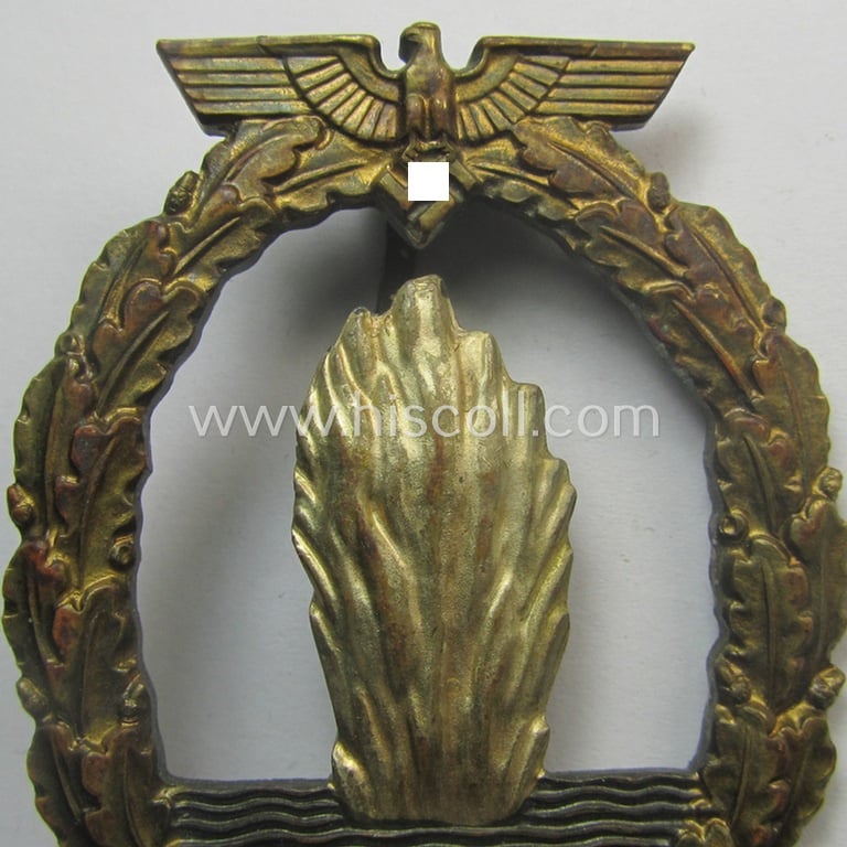 WH (Kriegsmarine) 'Kriegsabzeichen für Minensuch-, U-Boot-Jagd und Sicherungs-Verbände' being a detailed albeit non-maker-marked, and 'Feinzink'-based example