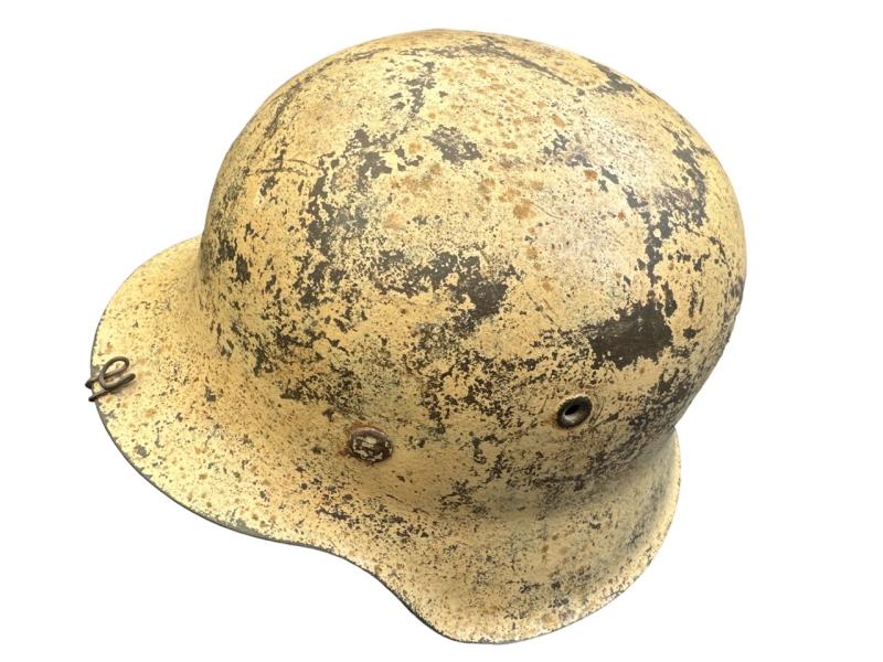 Wehrmacht M42 Camouflage Helmet in Tan Paint Captured in Normandy!
