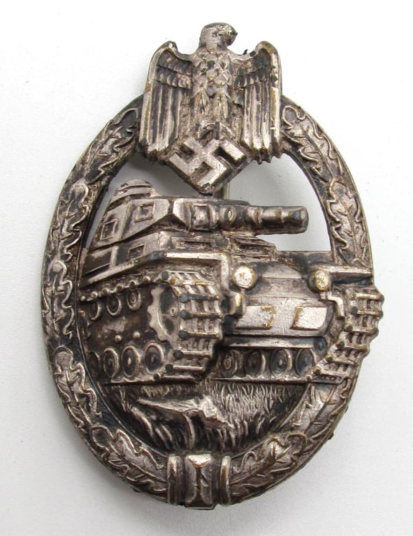 Panzer assault badge in silver "small w" Wurster, Rare