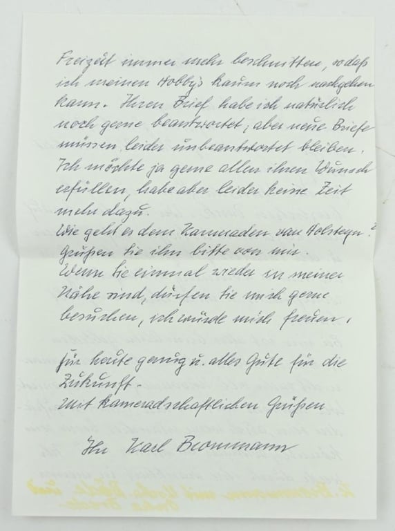 Signature of Waffen-SS Member 'Karl Brommann'