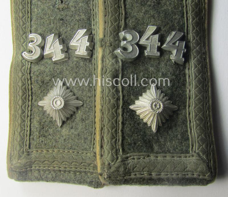 Pair of WH (Heeres) neatly 'cyphered', 'M40 o. M43'-pattern NCO-type shoulderstraps: 'Feldwebel des Infanterie-Rgts. 344' (part of the '223. Inf.Div.')
