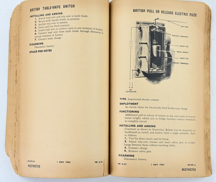 US WW2 Landmines & Boobytraps Field Manual FM 5-31 1943