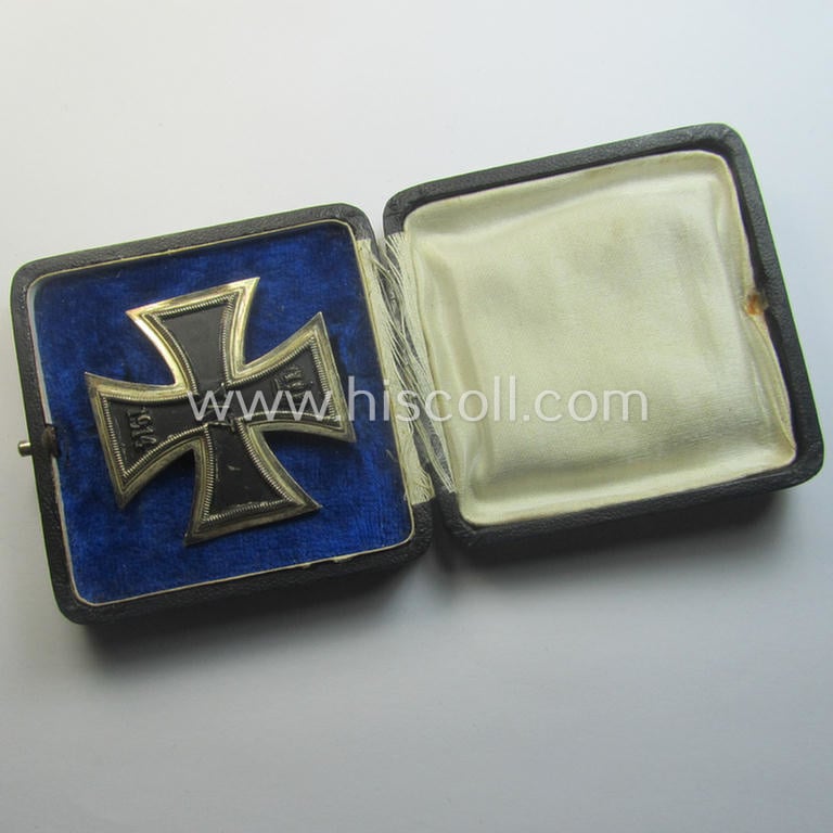 WWI-period, Iron Cross 1st class (or: 'Eisernes Kreuz 1. Klasse') being a very nicely preserved- (albeit typical non-maker-marked!) example that came stored in its period-etui