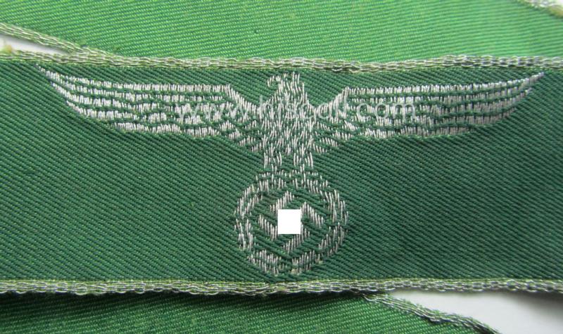 Truly used- and/or worn, customs-related cuff-title (ie. 'Ärmelstreifen des Reichsfinanzverwaltung- o. Zollgrenzschutz') being a detailed example as executed in the so-called: 'flatwire'- (ie. 'BeVo-weave'-) pattern