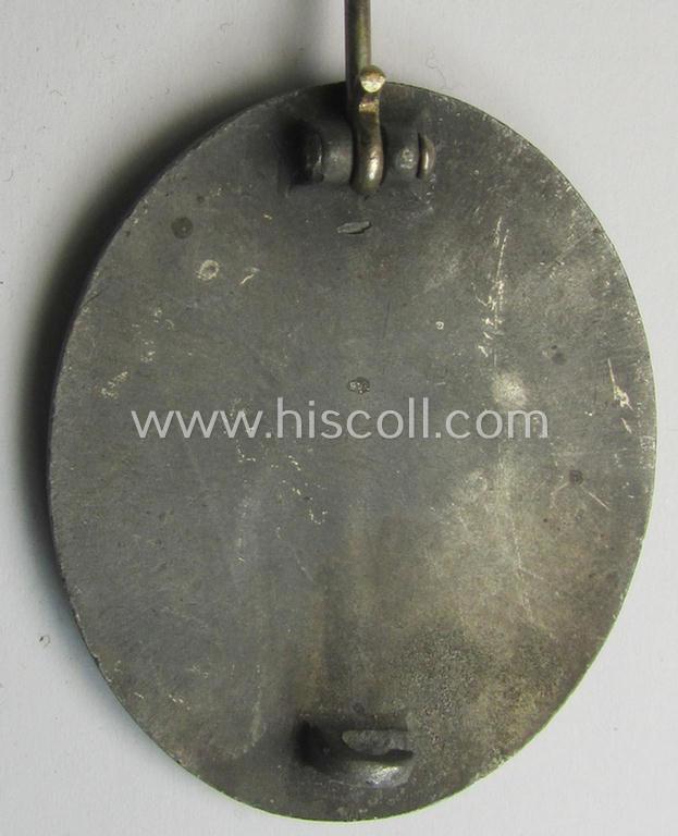 Attractive - and just moderately used- and worn! - example of a non-maker-marked and typical zinc (ie. 'Feinzink'-) based example of a silver-class wound-badge (or: 'Verwundeten-Abzeichen in Silber')