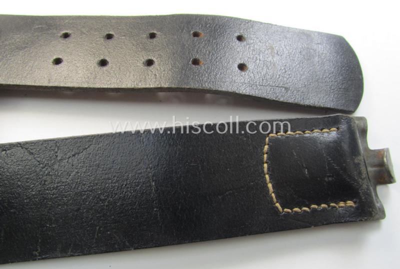 Neat, later- (ie. mid-) war-period, black-coloured WH (Heeres, Luftwaffe, Waffen-SS etc.) 'standard-issue'-pattern belt (ie. 'Koppelriemen') being a 92 cms. sized example that shows a (clear) makers'-designation (ie. 'RbN.Nr.')