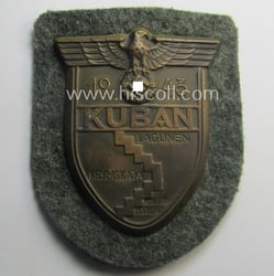 Truly worn, WH (Heeres ie. Waffen-SS) 'Kuban'-campaign-shield that...