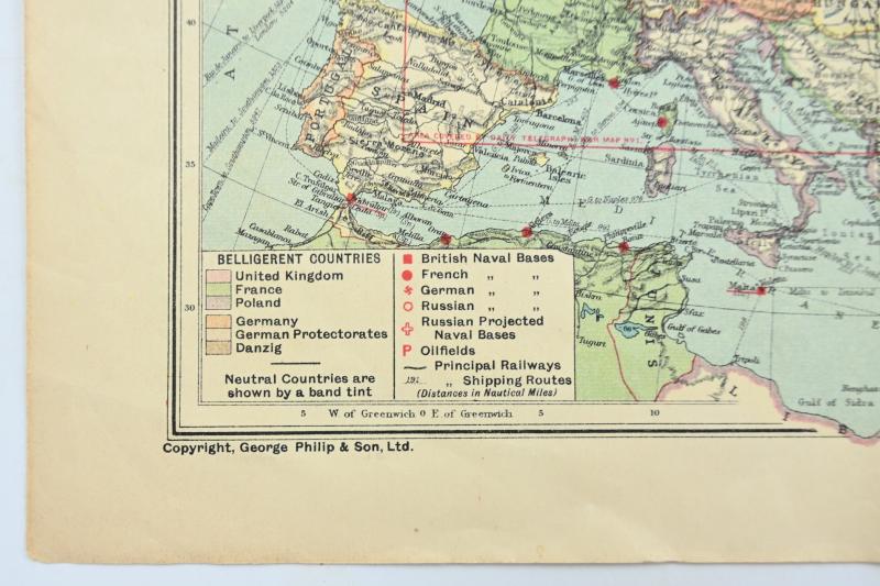 British WW2 Eastern Front Map with Paper Flags