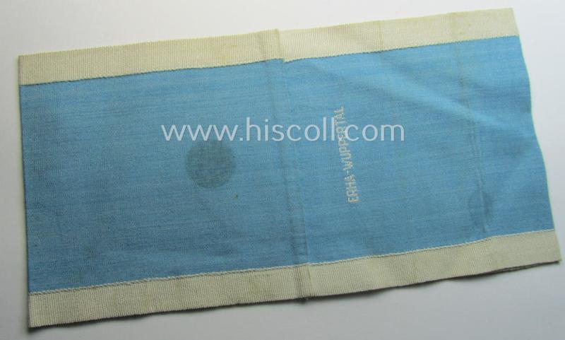 Linnen-based- and/or light-blue-coloured armband (ie. 'Armbinde') depicting an interwoven white-toned circle (ie. dot-) and dito white-coloured borders as was intended for usage by a: 'Luftschutzwart des Reichsluftschutz-Bundes'