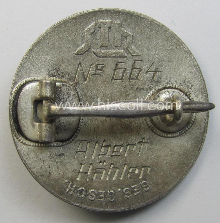 Superb, enamelled lapel-pin: 'Der Stahlhelm' - Bund der Frontsoldaten (Sta) - Eintrittsabzeichen 1931' being neatly-engraved (and named!) example that comes in an overall very nice- (and/or fully undamaged!), condition
