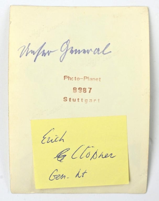 Signature of Wehrmacht Heer KC and General of the Infantry Erich-Heinrich Clößnerr