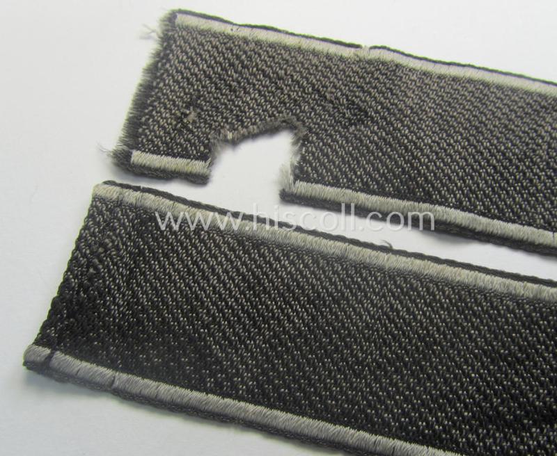 Truly used and/or worn - albeit regrettably somewhat damaged! - Waffen-SS cuff-title (ie. 'Ärmelstreifen') as executed in neat 'BeVo'-weave pattern as intended for a member serving within the: 'SS-Geb.Jäger-Regiment 12' - "Michael Gaißmair"