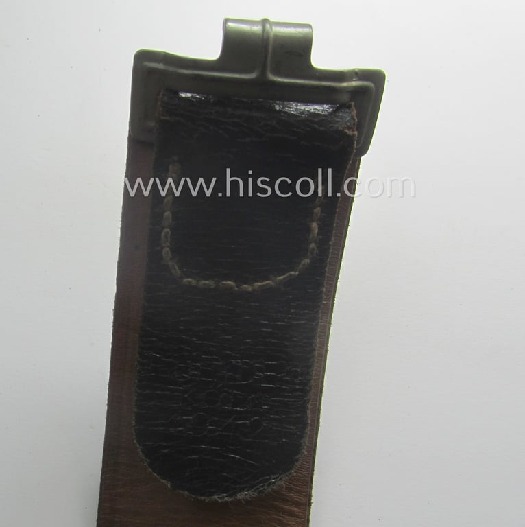 Hardly used, early- (ie. mid-) war-period, black-coloured WH (Heeres, Luftwaffe, Waffen-SS etc.) 'standard-issue'-pattern belt (ie. 'Koppelriemen') being a 115 cms. sized example that shows a (clear) makers'-designation and/or date: '1942'