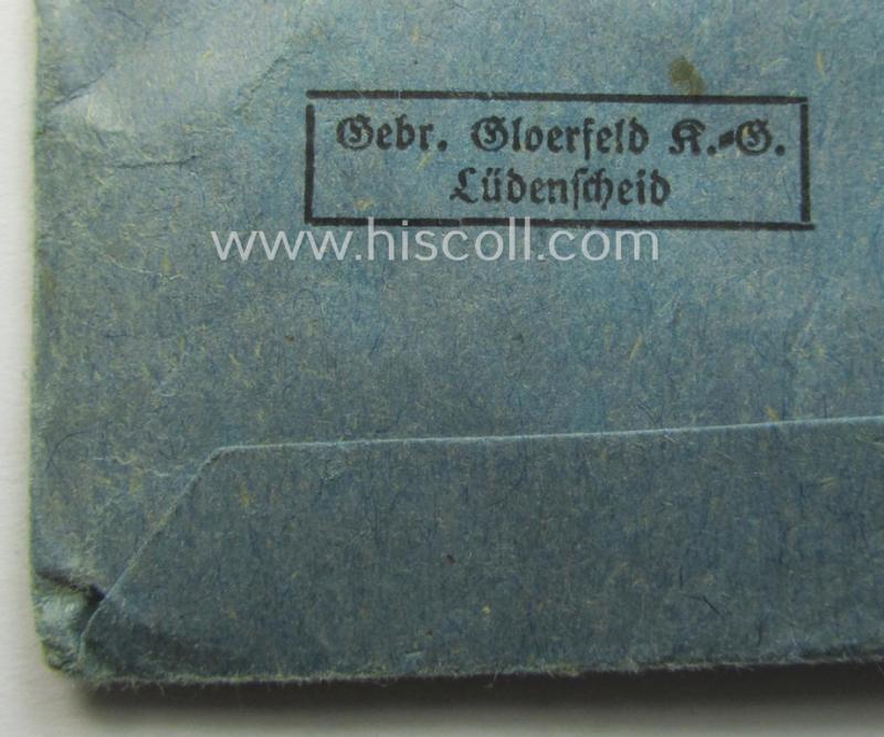 'Ehrenkreuz der deutschen Mutter - zweite Stufe' (or: silver-class mothers'-cross) that came mounted onto its long-sized ribbon and that came stored in its period pouch by the (unusual!) maker: 'Gebr. Gloerfeld K.G. - Lüdenscheid'