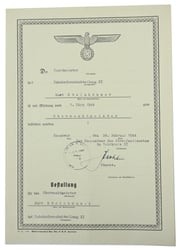 German WH Streifendienst Rank Promotion Certificate