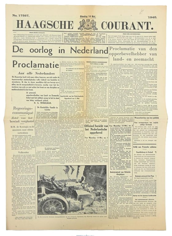 Dutch WW2 Newspaper 14 May 1940