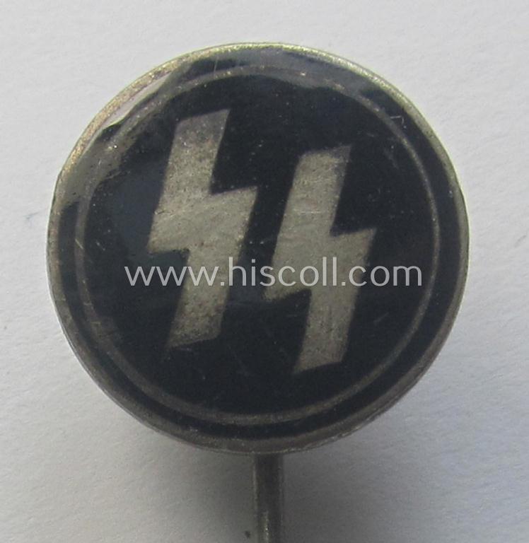 Superb - neatly enamelled and actually rarely encountered! - SS (ie. 'Allgemeine SS') civil-attire badge (ie. 'Zivilabzeichen der SS') being a detailed example that shows a clearly-present makers'-designation and unique serial-number ('65190')