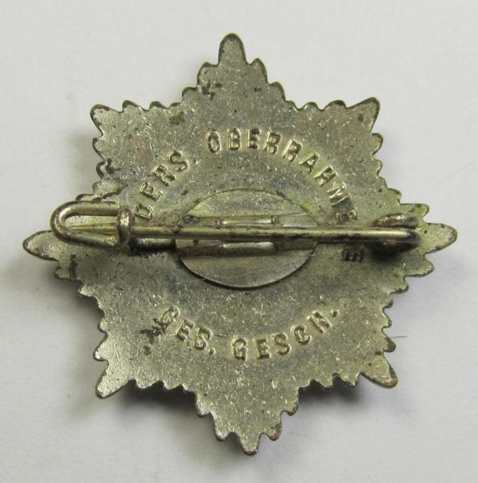 Semi-enamelled RLB- (ie. 'Reichluftschützbund') 'Zivilabzeichen' or: civil-attire badge (of the first pattern) that is neatly maker- (ie. 'Enders u. Oberrahmede'-) marked and bearing a patent-pending- (ie. 'Ges.Gesch.'-) marking on its back