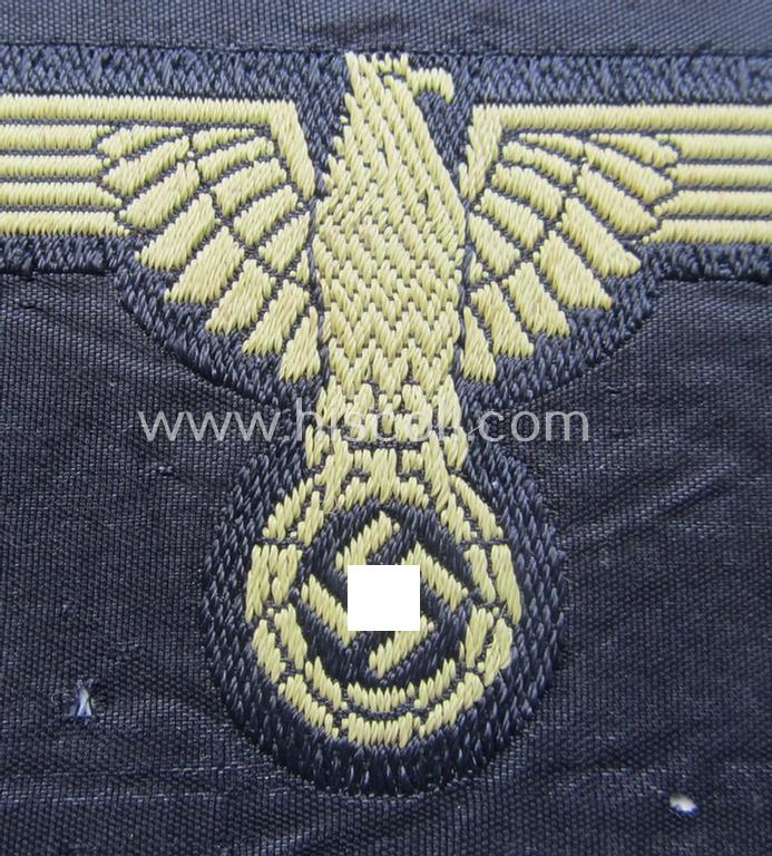 Mid- (ie. later-war-) pattern, 'SS' (ie. 'Waffen-SS') so-called: 'BeVo'-woven, enlisted-mens'- (ie. NCO-pattern) tropical-styled arm-eagle (ie. 'Tropen-Ärmeladler für Mannschaften u. Unterführer der Waffen-SS')