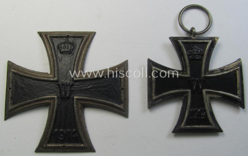 Attractive, silverish- ie. black-coloured- (and I deem tin-based) so-called: 'photo-album-device' being a non-maker-marked example depicting a larger-sized WWI-period 'Eisernes Kreuz'