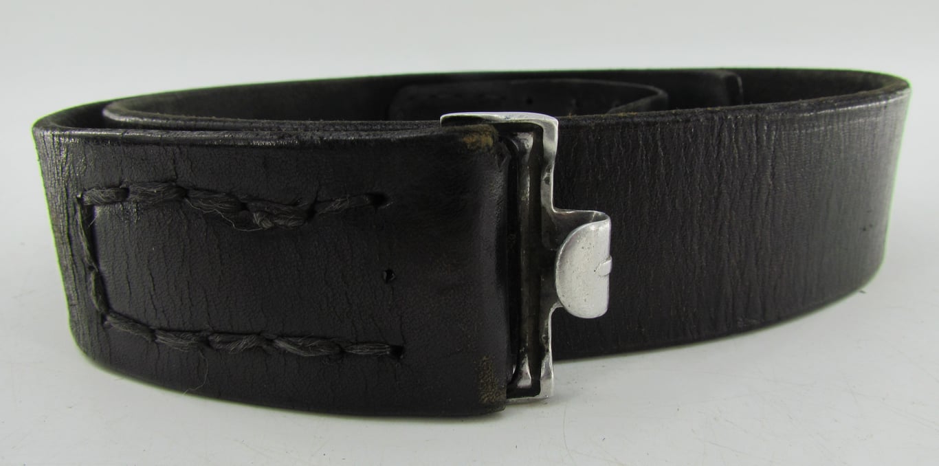 Early Wehrmacht leather equipment belt with aluminum hook