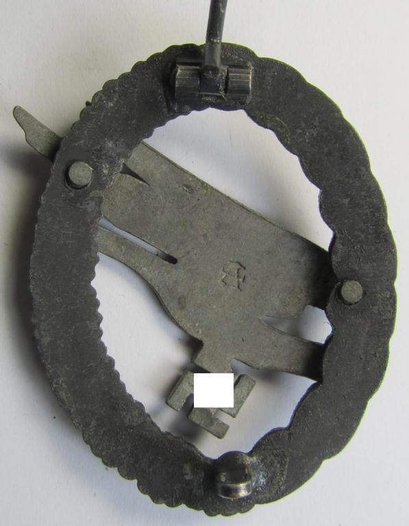 Attractive - and later-war-period! - zinc- (ie. 'Feinzink'-) based version of a WH (Luftwaffe) 'Fallschirmschützen-Abzeichen' being a clearly maker- (ie. 'A'-) marked example as was produced by the: 'Assmann'-company