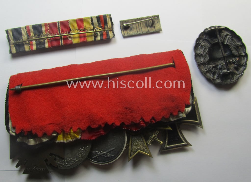 Interesting, 8-pieced 'WWI'- (ie. TR-) related grouping comprising of a 5-pieced medal-bar (ie. 'Ordenspange'), 2 ribbon-bars, a black-class wound-badge and 4 award-documents as awarded to Gustav Adolf Rittler