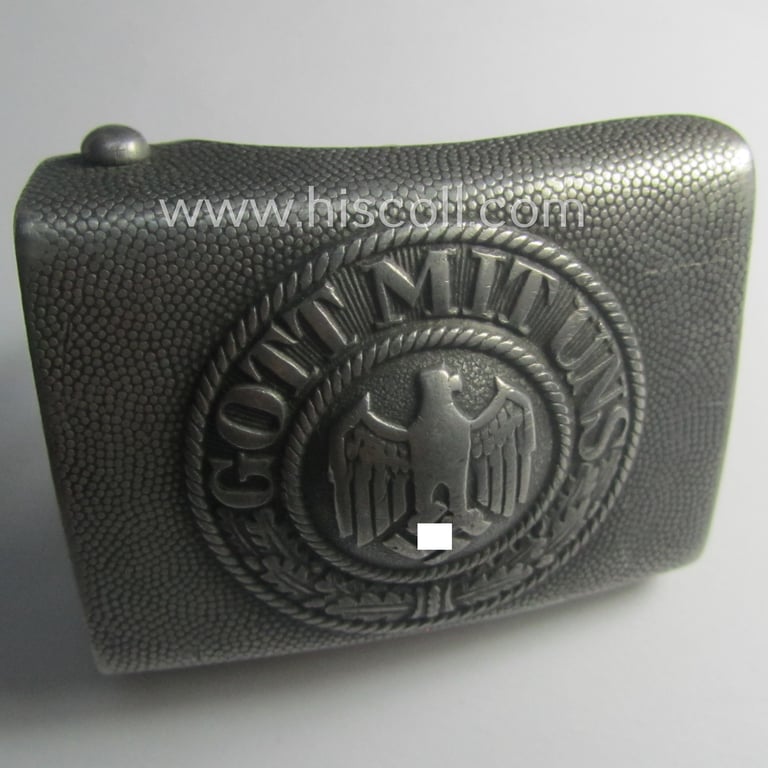 Truly used and/or worn, WH (Heeres) aluminium-based belt-buckle (ie. 'Koppelschloss für Uffz. u. Mannschaften des Heeres') being a non-maker-marked example