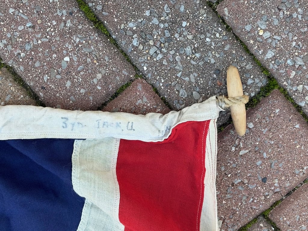 RARE WW1 AUTHENTIC 1916 EXETER PATRIOTIC PANEL STICHED BRITISH UNION JACK FLAG.
