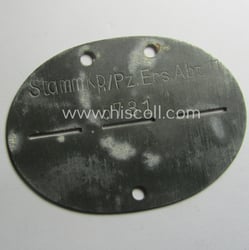 Zinc-based, WH (Heeres-) ie. 'Panzer'-related ID-disc (ie. 'Erkennungsmarke')...